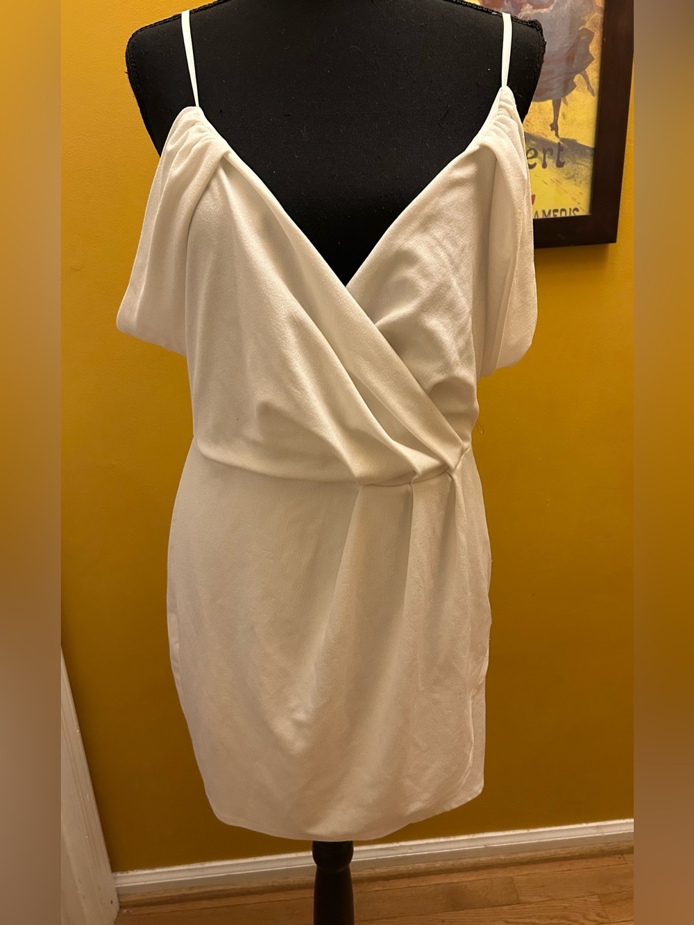 Charlotte Russe White Crepe Off Shoulder Crossover Bodice Dress Size Large